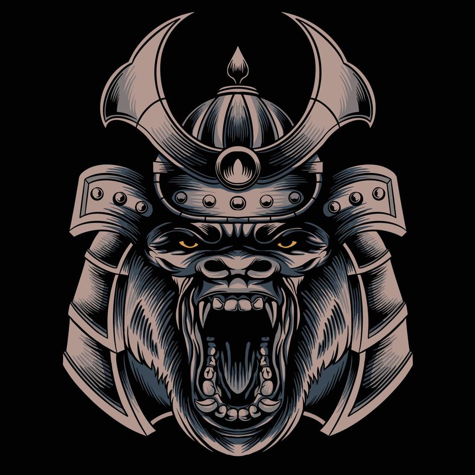 Samurai Gorilla Head Vector Illustration 13351177 Vector Art at Vecteezy