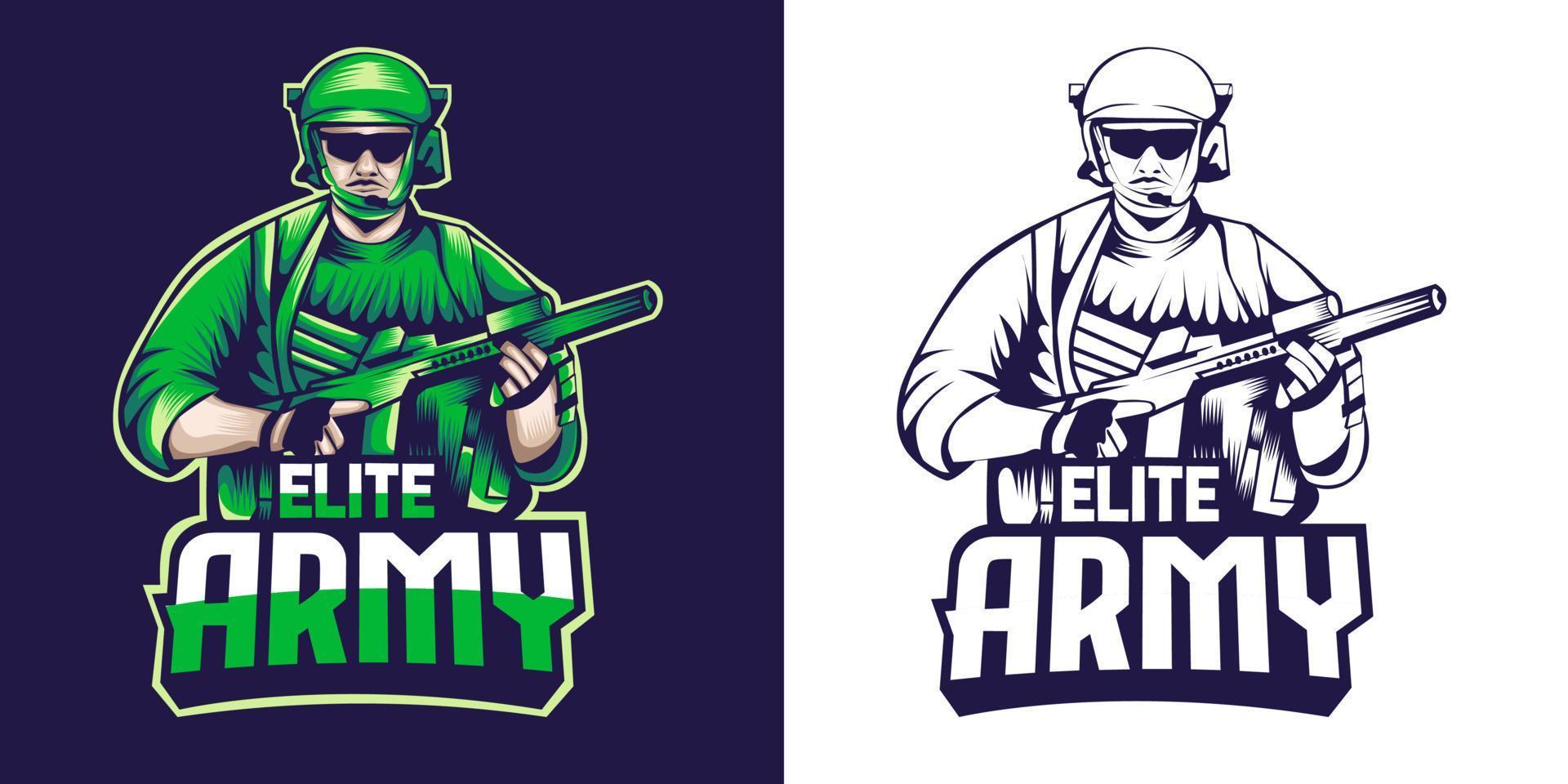 elite army esport logo mascot design vector