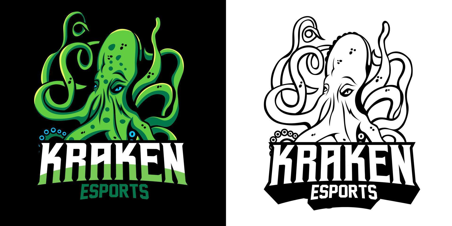 kraken esport logo mascot design vector