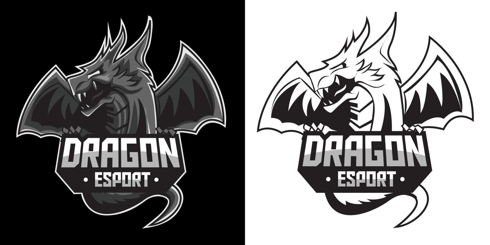 dragon esport logo mascot design vector