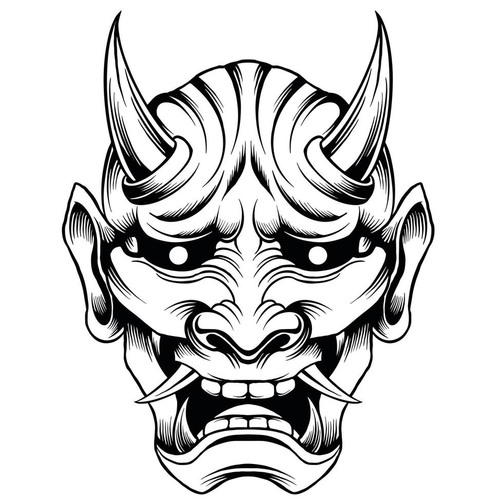 oni mask illustration in black and white 13351267 Vector Art at Vecteezy