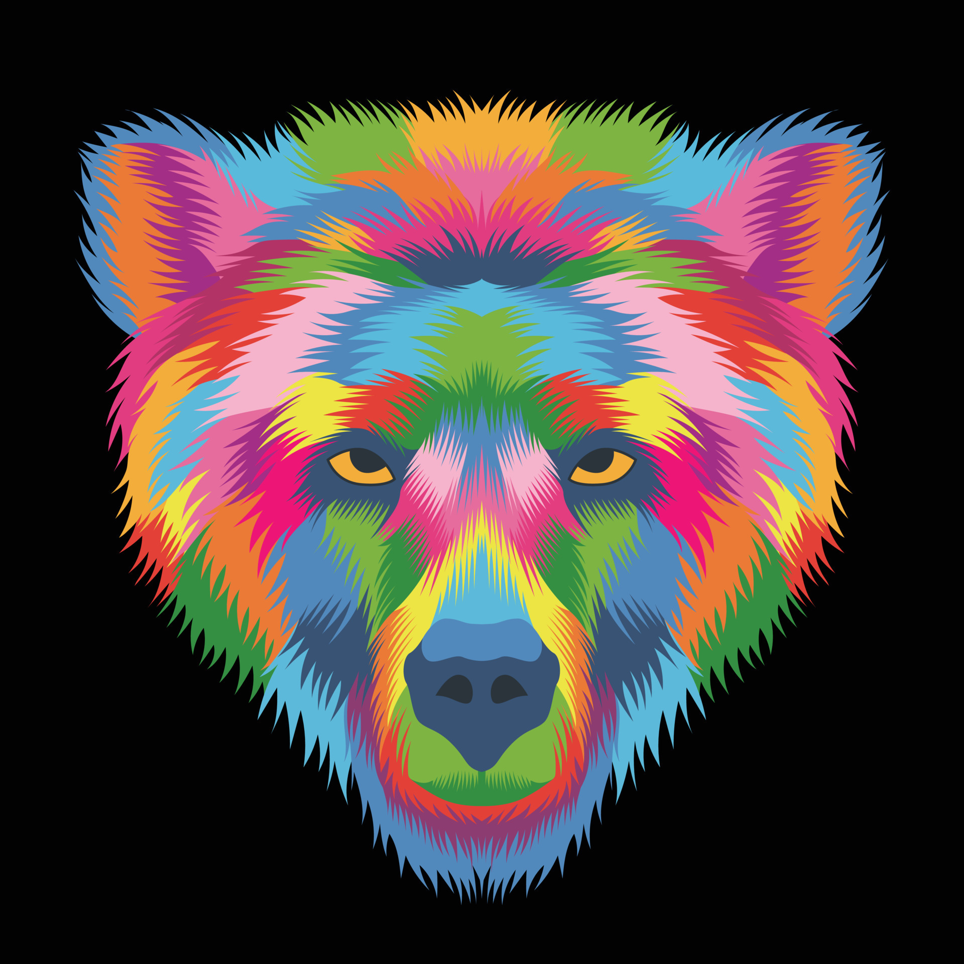 colorful bear head on pop art style 13351268 Vector Art at Vecteezy