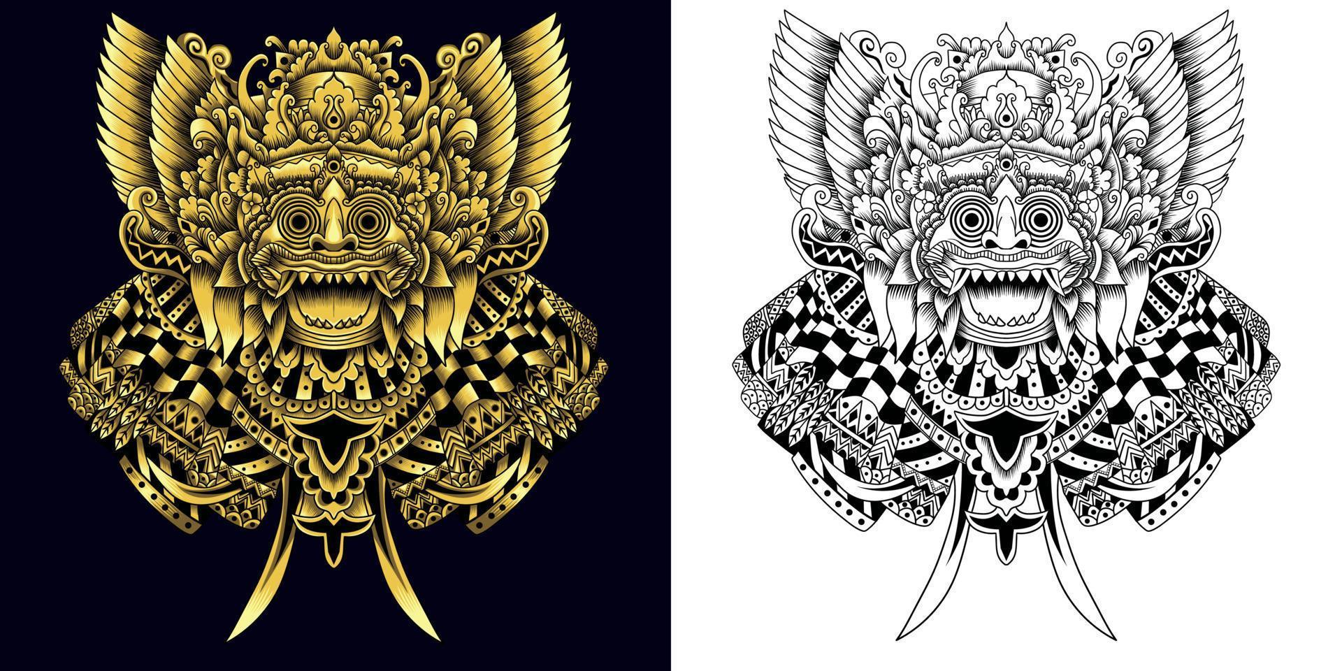 Barong balinese mask vector illustration