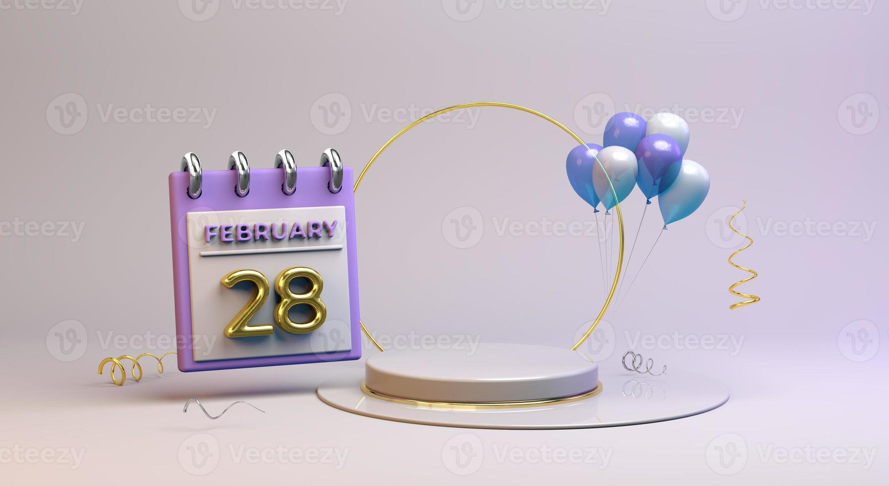 Celebration 28 February with 3D podium background photo