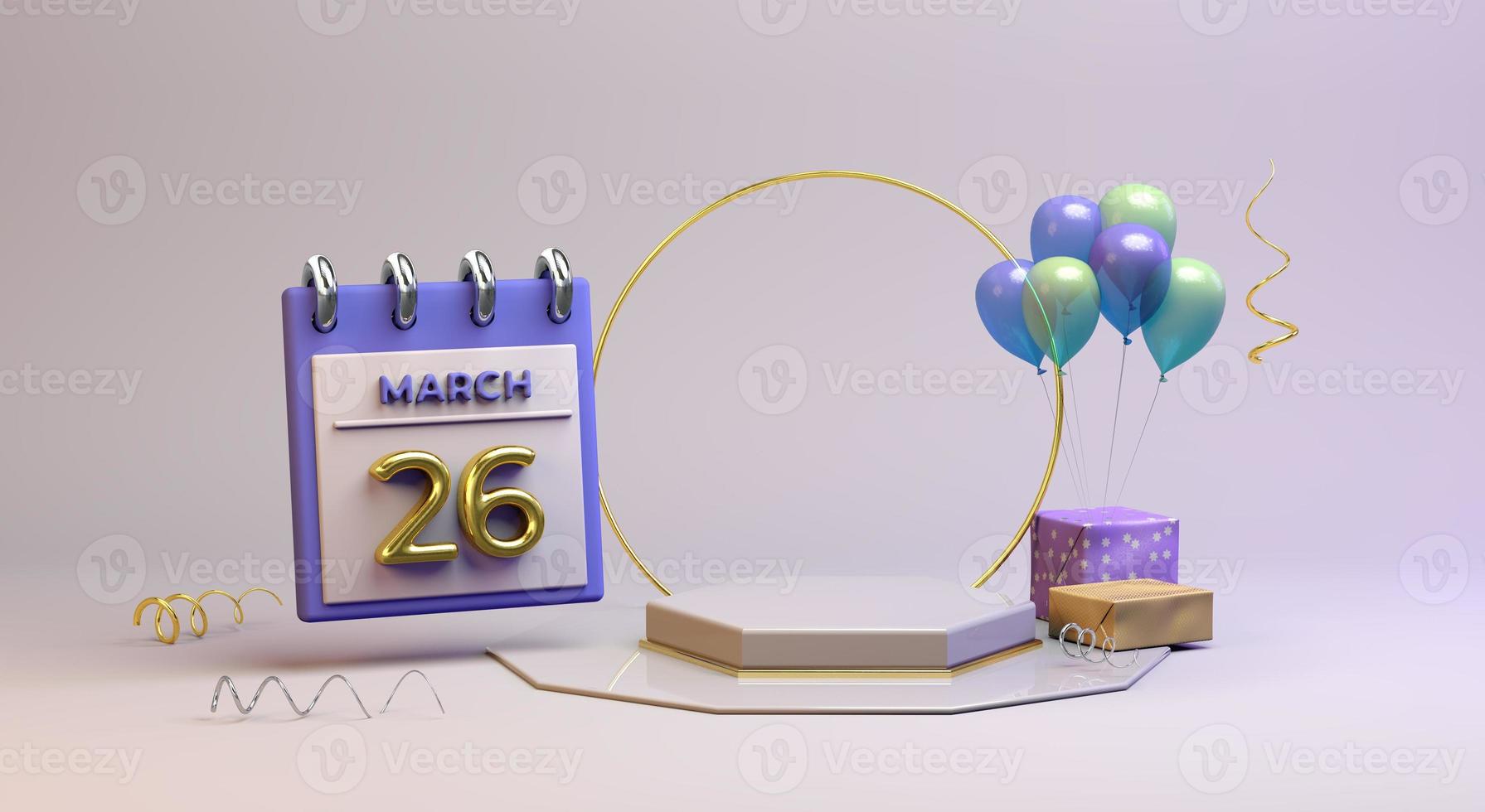 Celebration 26 March with 3D podium background photo