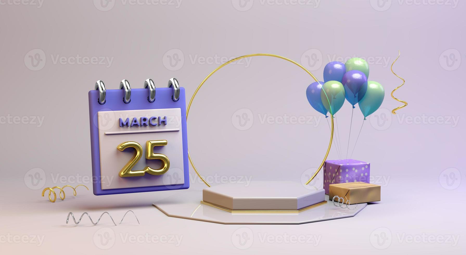 Celebration 25 March with 3D podium background photo
