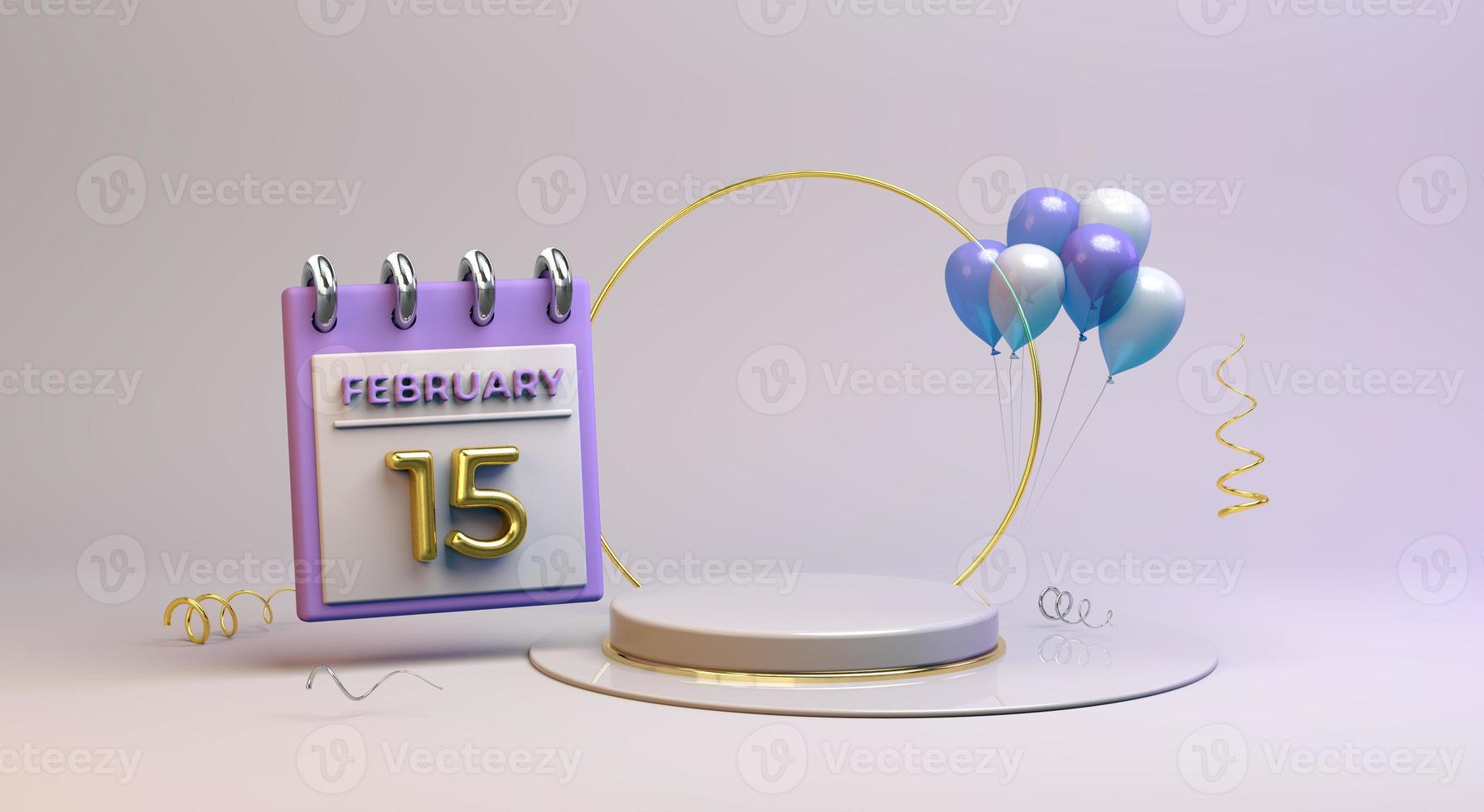 Celebration 15 February with 3D podium background photo