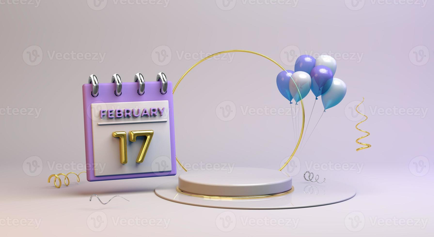 Celebration 17 February with 3D podium background photo