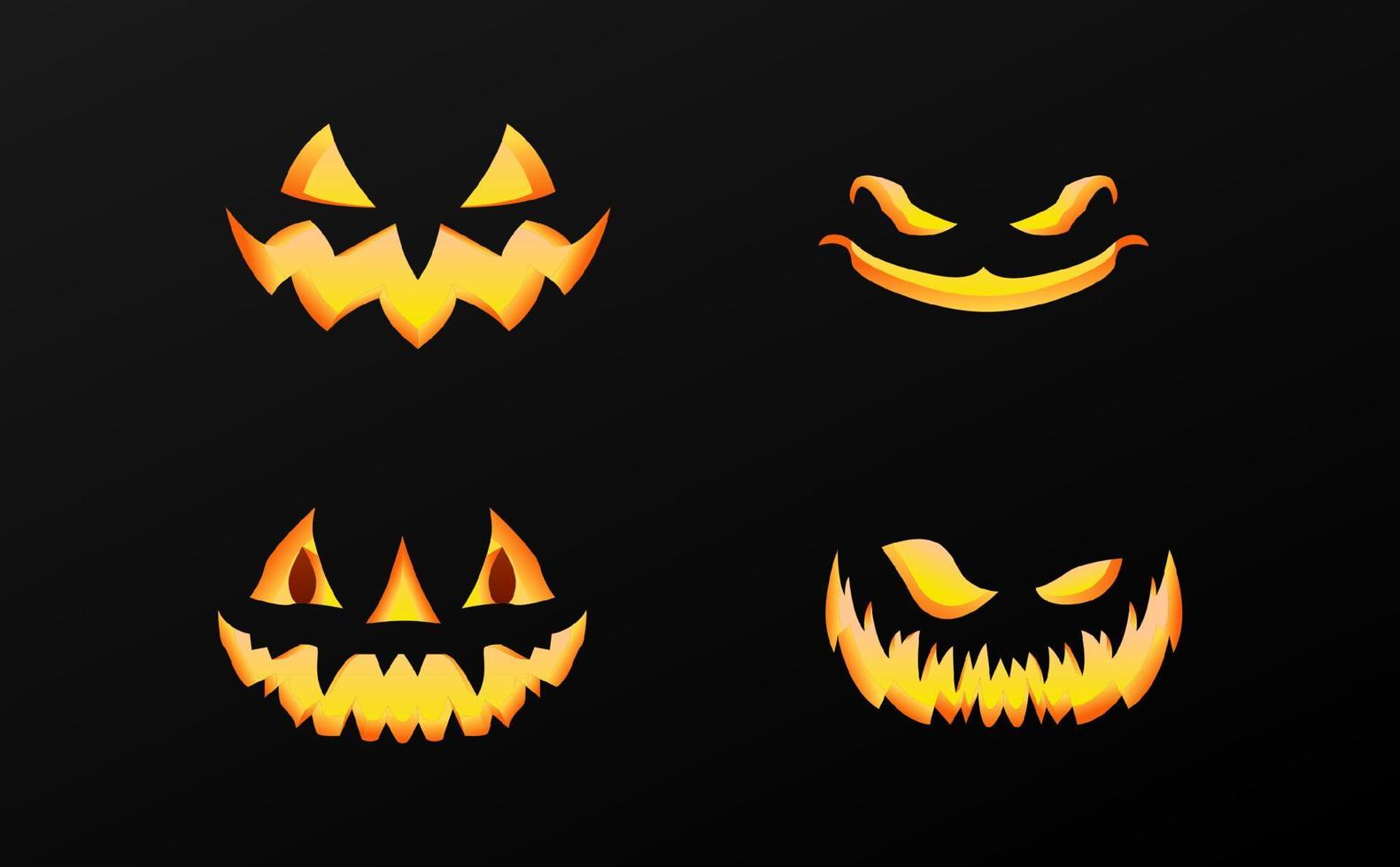 Halloween scary different type faces set of VECTOR. vector