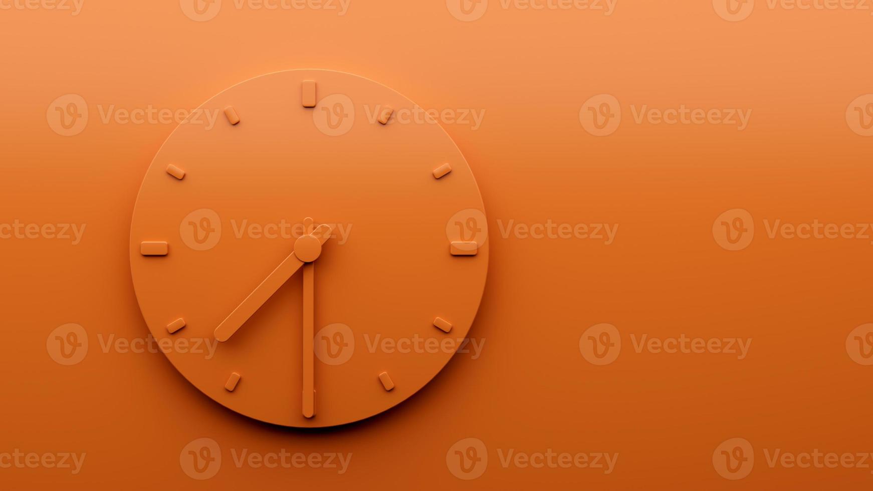 Minimal Orange clock 7 30 Half past Seven o'clock abstract Minimalist wall clock 19 30 3d Illustration photo