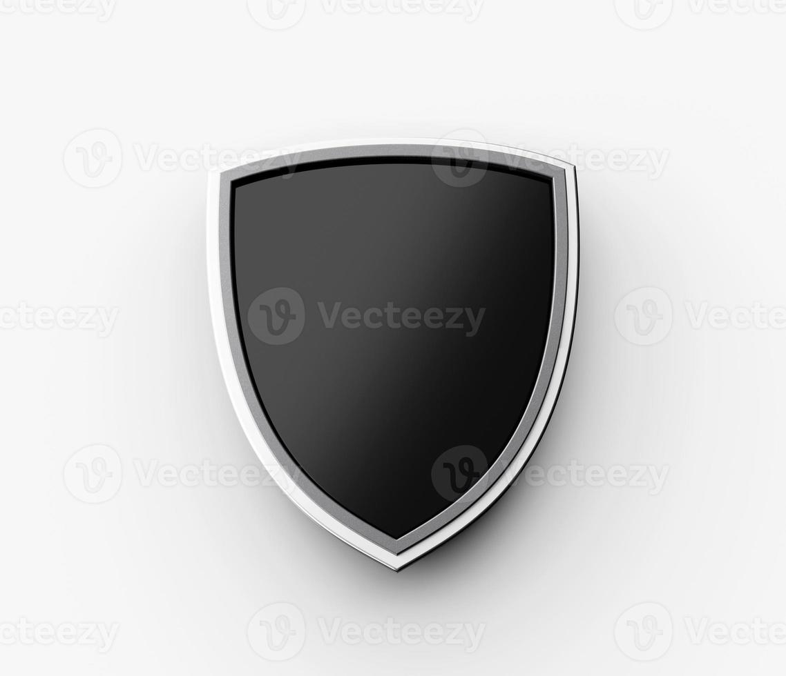 3D Shield, Black Shield, Metal Shield, Silver Shield 3d illustration photo