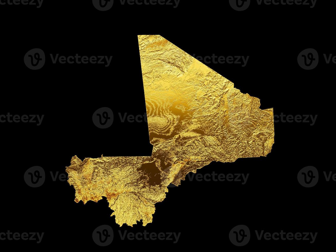 Mali Map Golden metal Color Height map Background 3d illustration photo