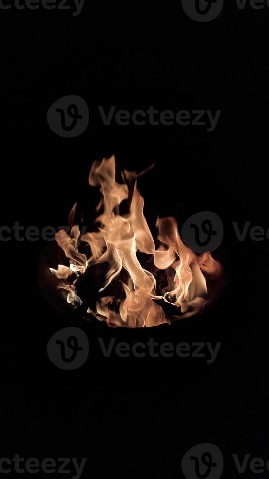 Burning fire on black background and portrait mode 04 photo