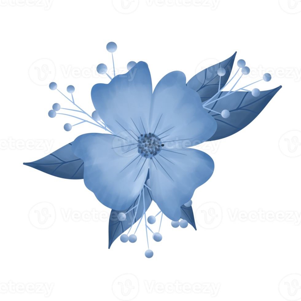 Watercolor monochrome flower png