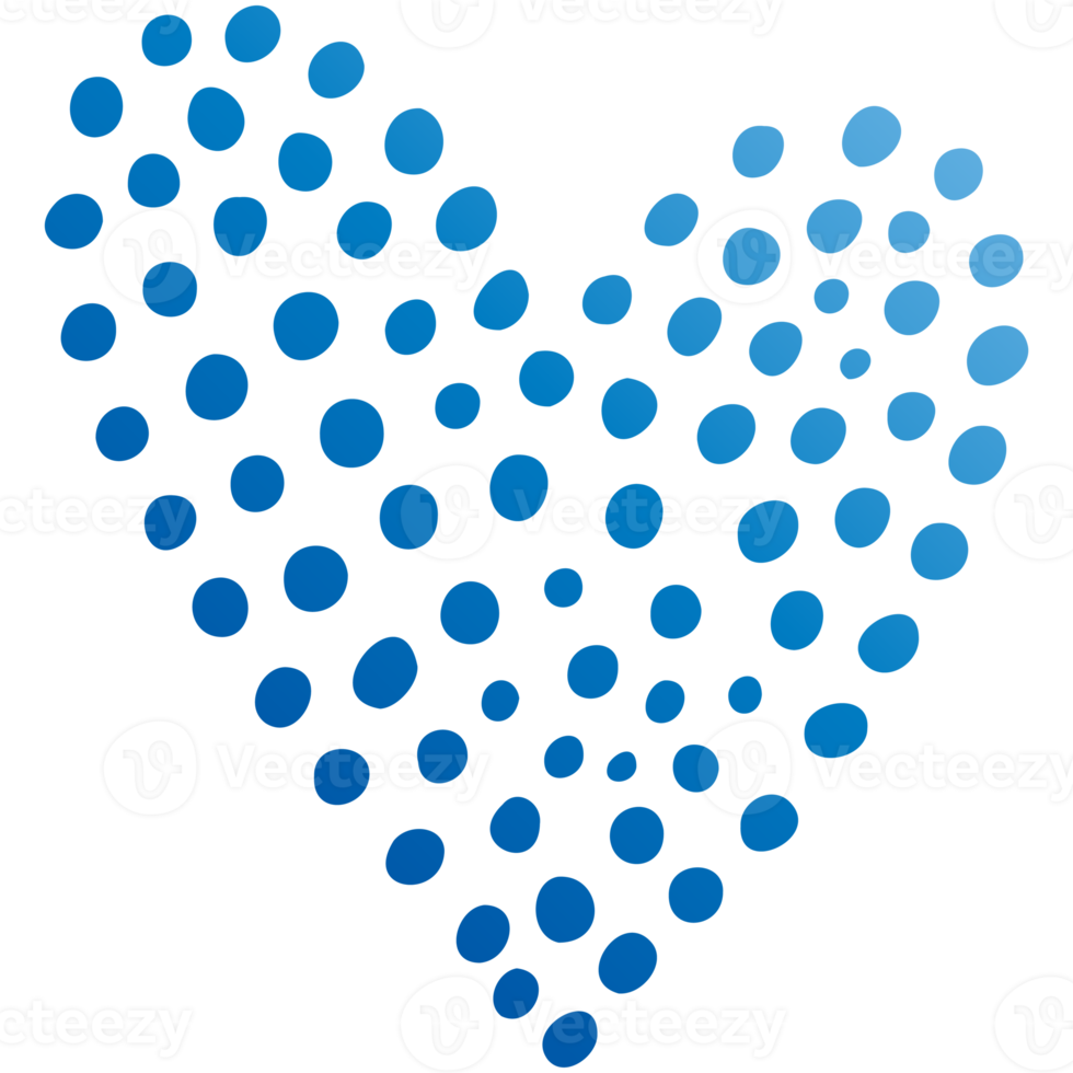 Simple blue doodle heart. Isolated design element for valentine's day, wedding, romance. Transparent PNG clipart