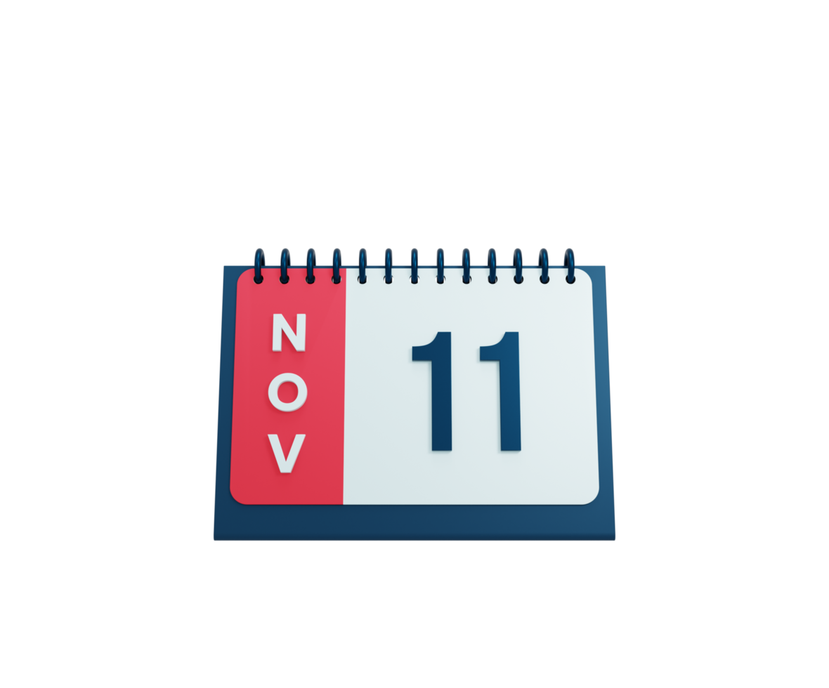 novembre calendrier de bureau réaliste icône 3d illustration date 11 novembre png