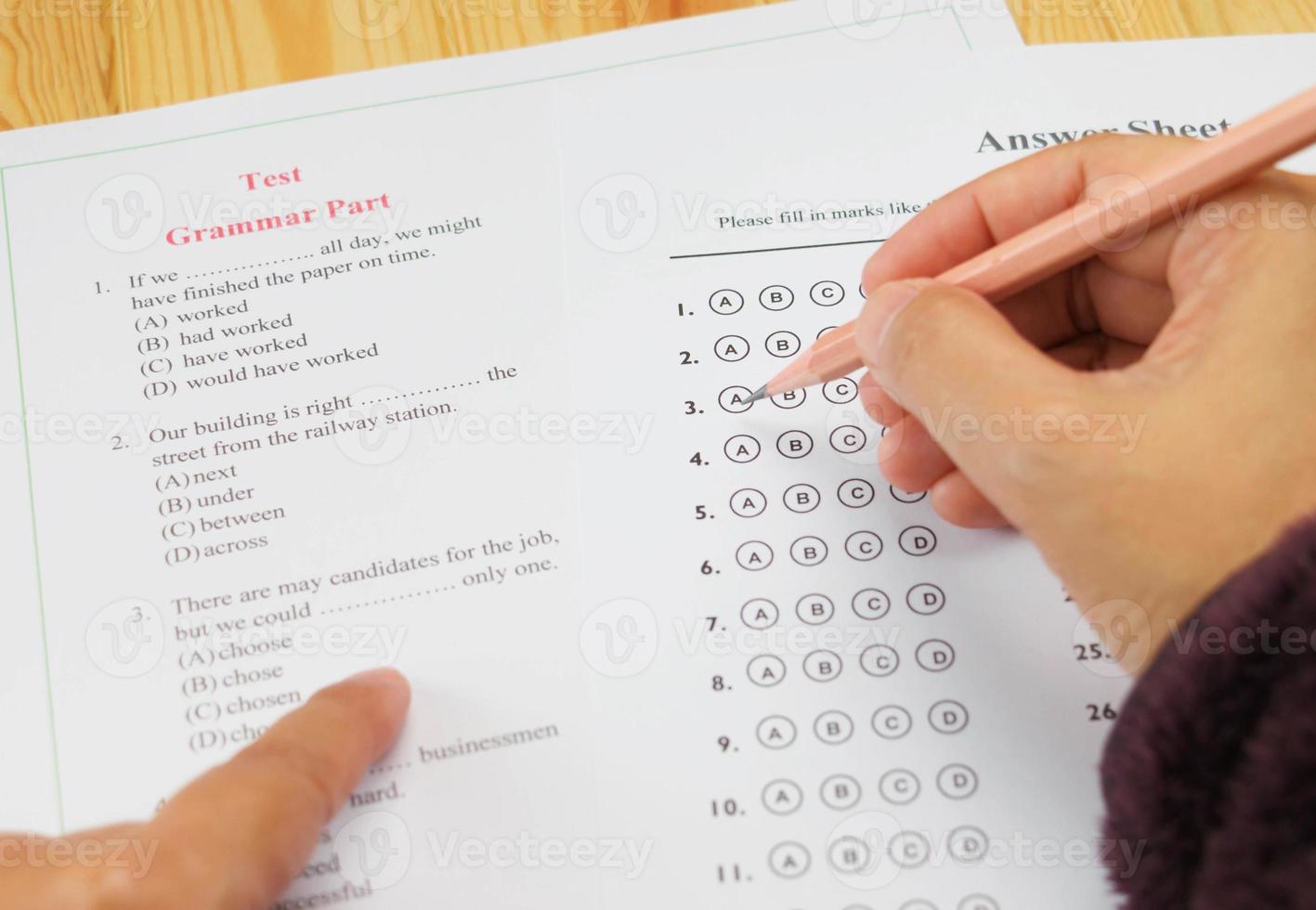 English multiple choice test photo