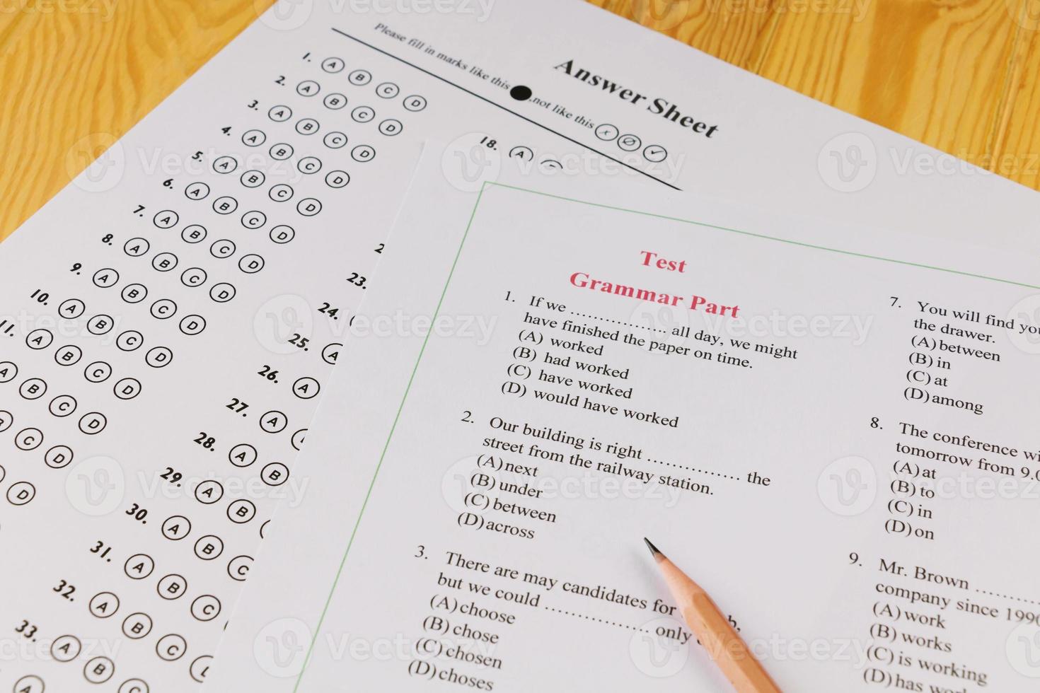 English multiple choice test photo