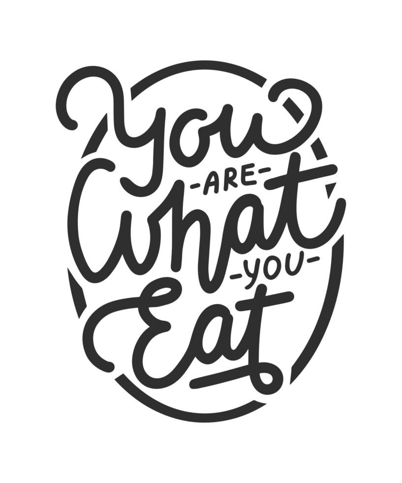 You are what you eat, modern ink brush calligraphy with splash. Handwritten lettering. vector