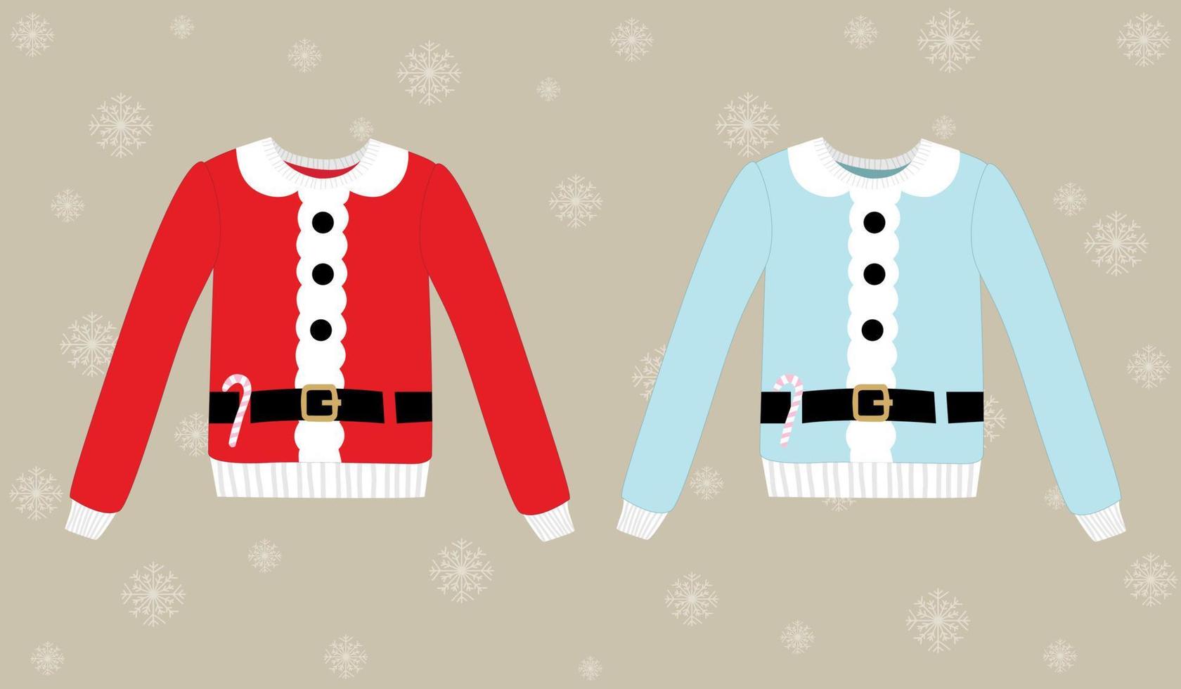 Christmas sweater on background with snowflakes vector