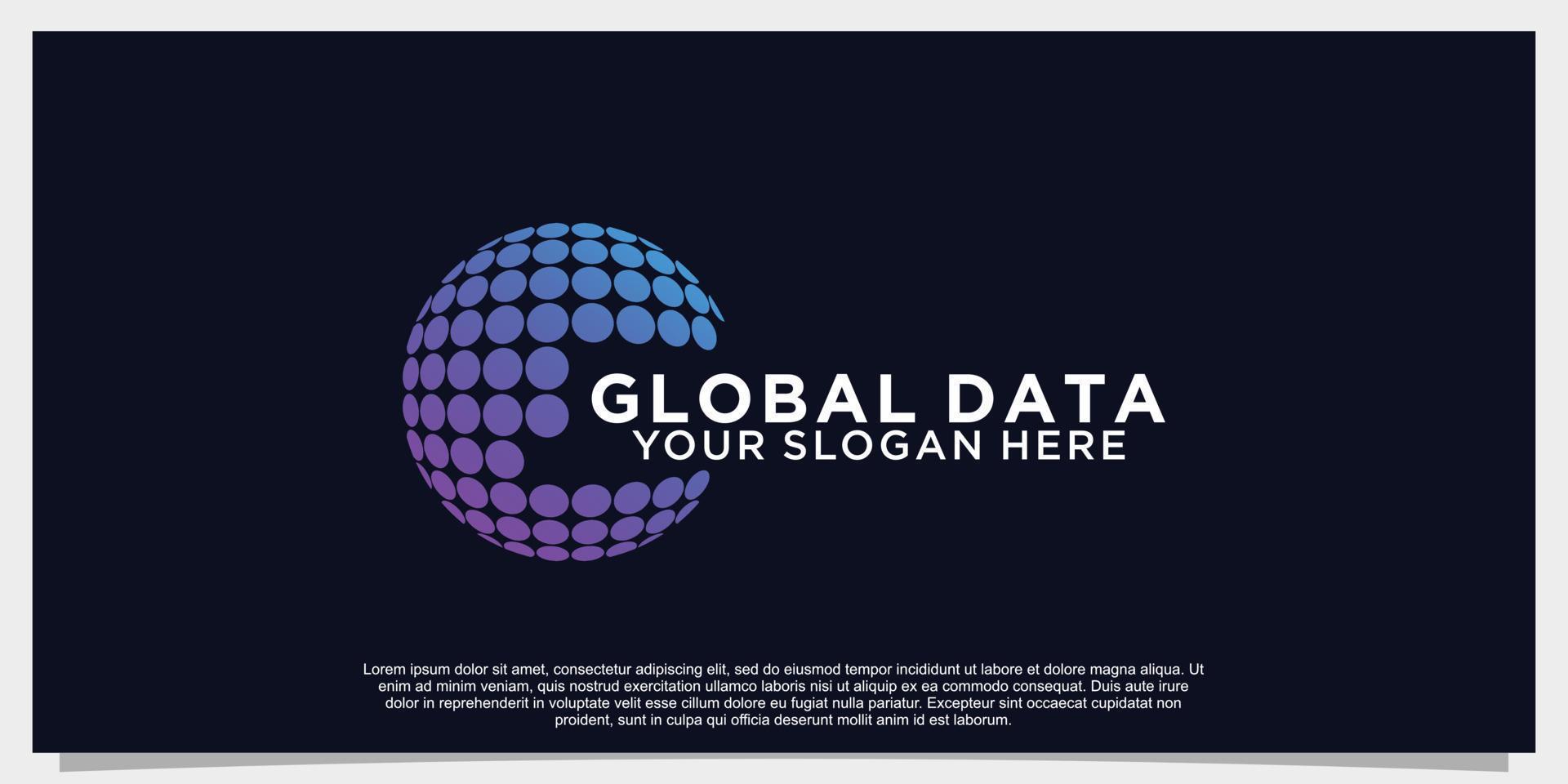 global world data logo design vector illustration with creative concept Premium Vector