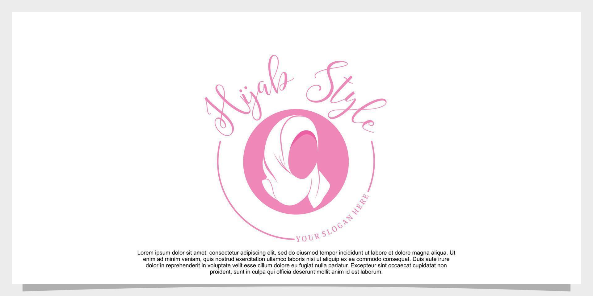 hijab style logo design vector with creative concept template