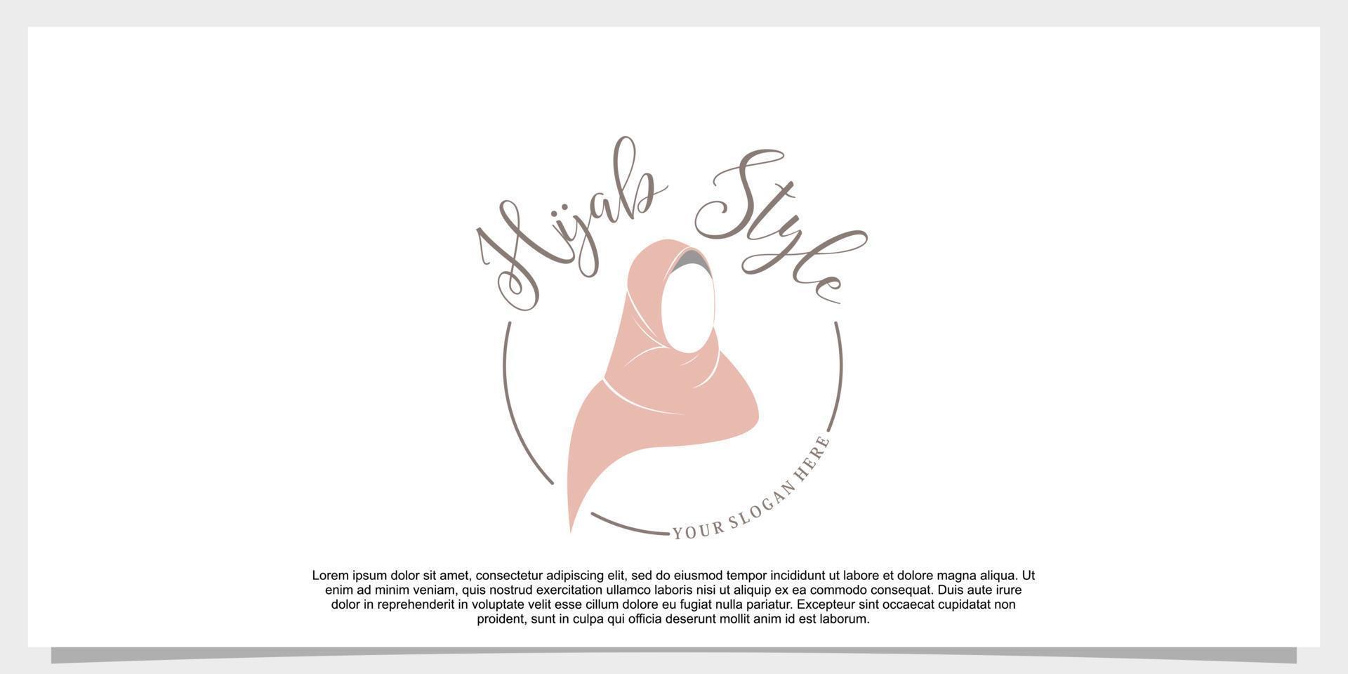 hijab style logo design vector with creative concept template