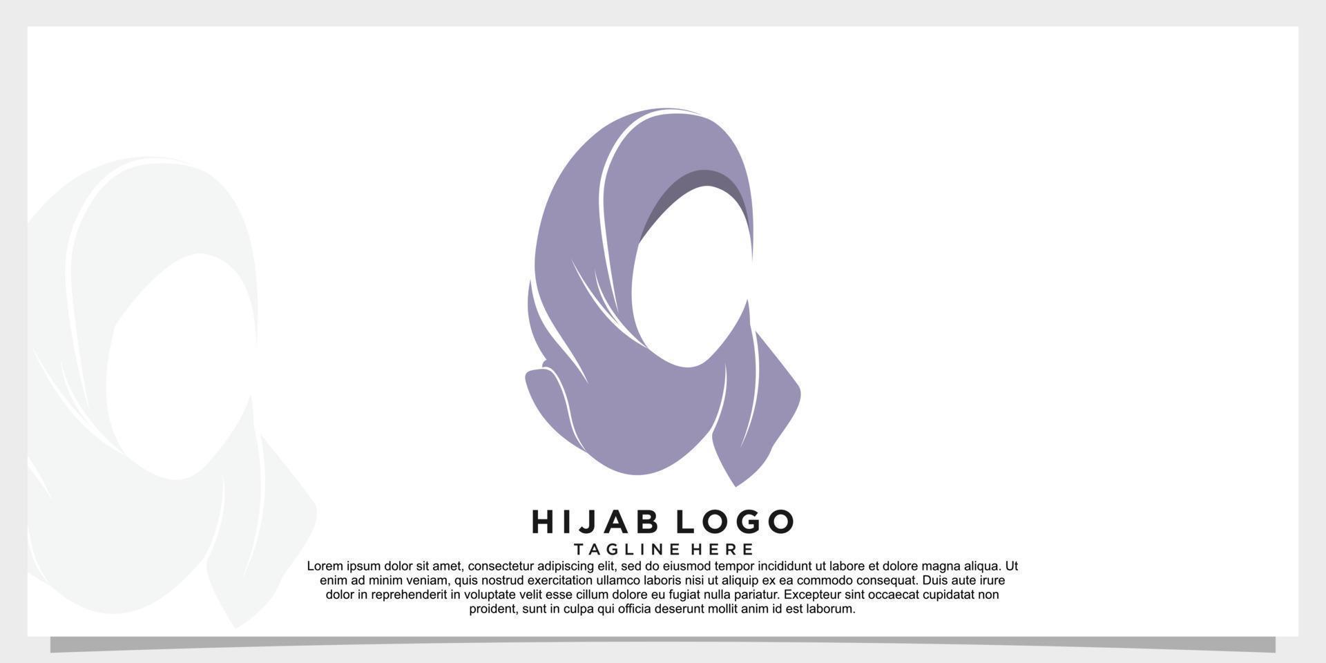 hijab style logo design vector with creative concept template