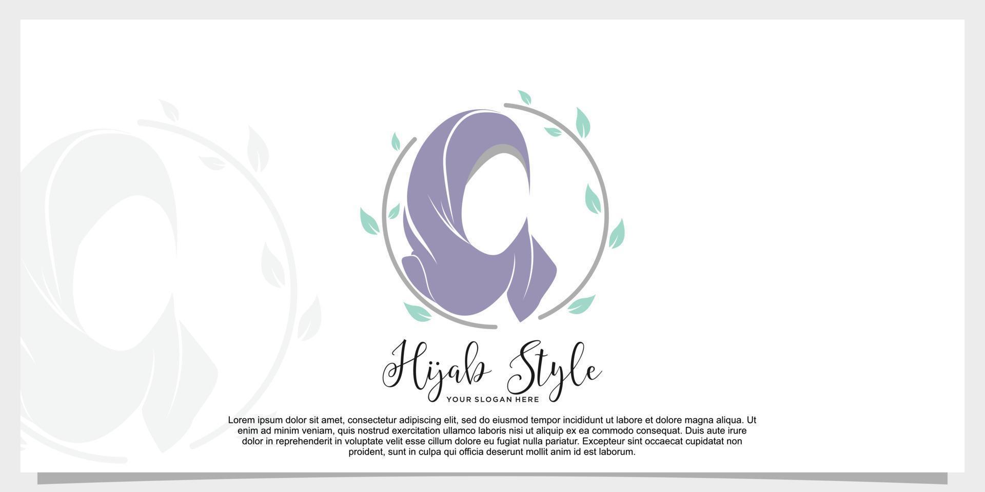 hijab style logo design vector with creative concept template