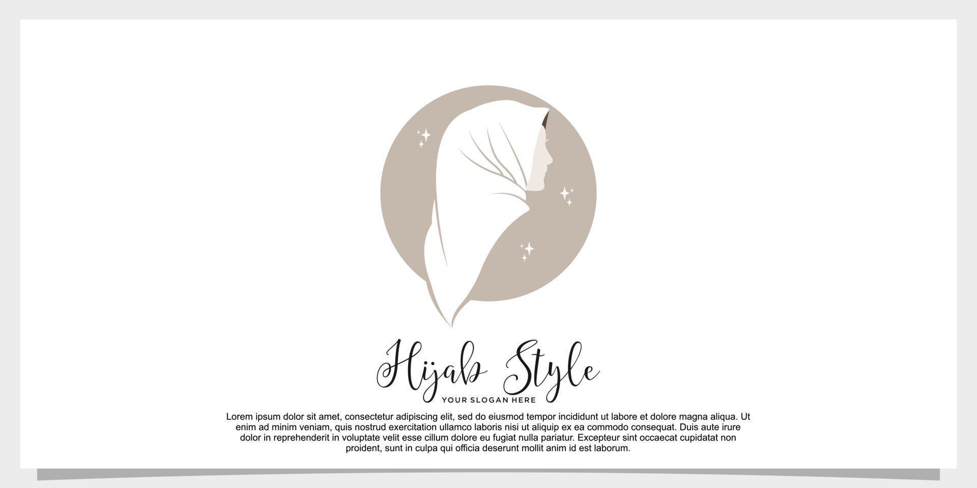 hijab style logo design vector with creative concept template