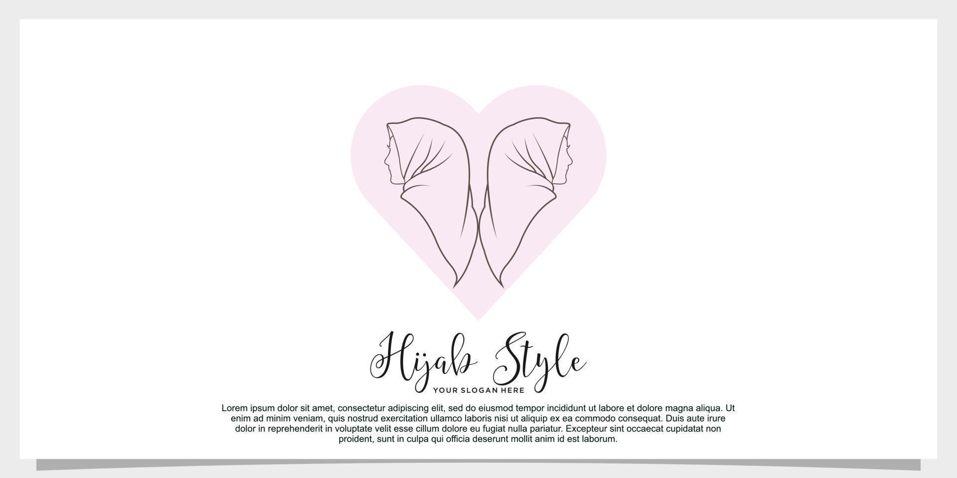hijab style logo design vector with creative concept template