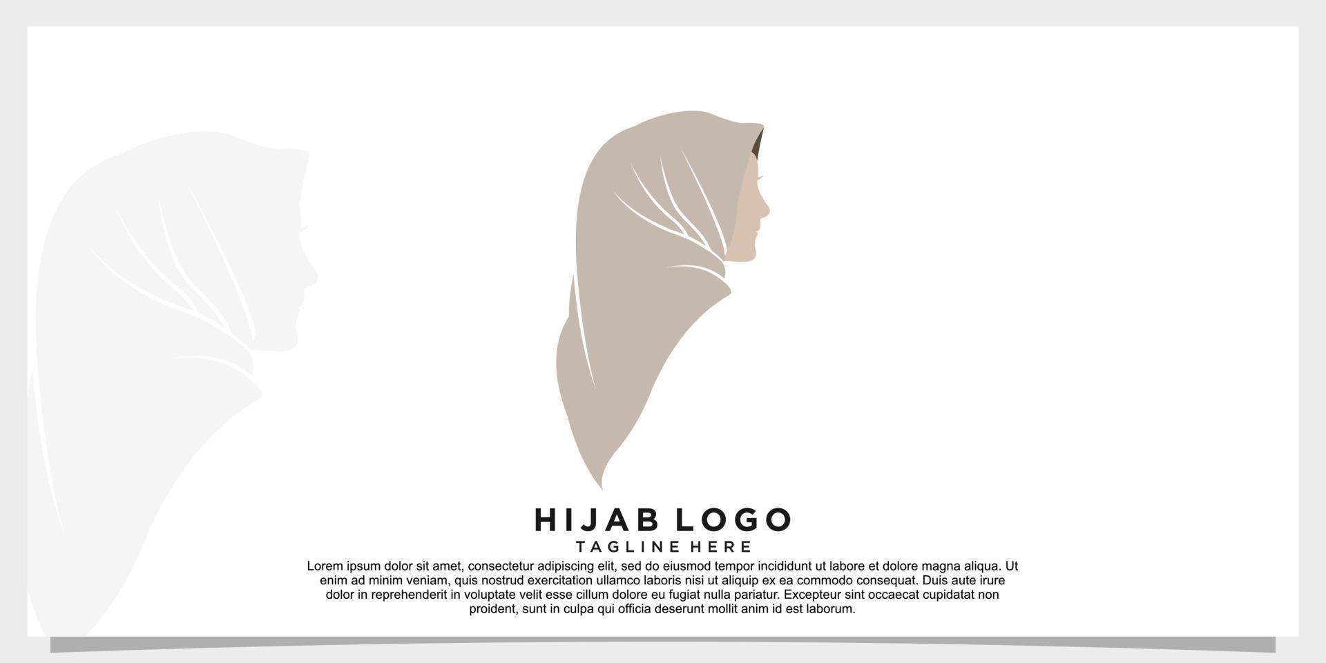 hijab style logo design vector with creative concept template