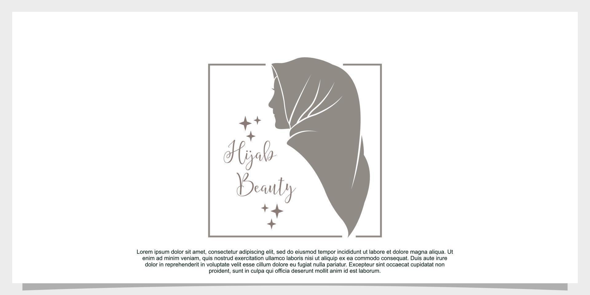 hijab style logo design vector with creative concept template