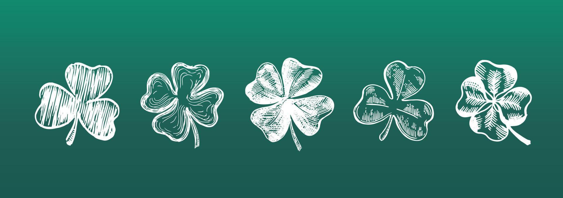 Clover set. Patrick's day. Hand drawn illustration. vector