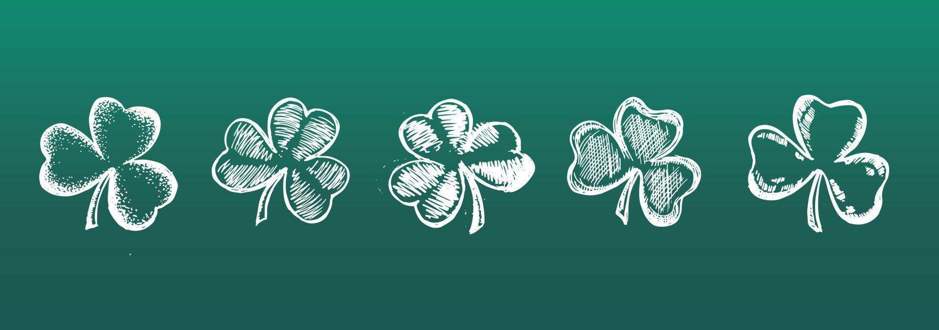 Clover set. Patrick's day. Hand drawn illustration. vector