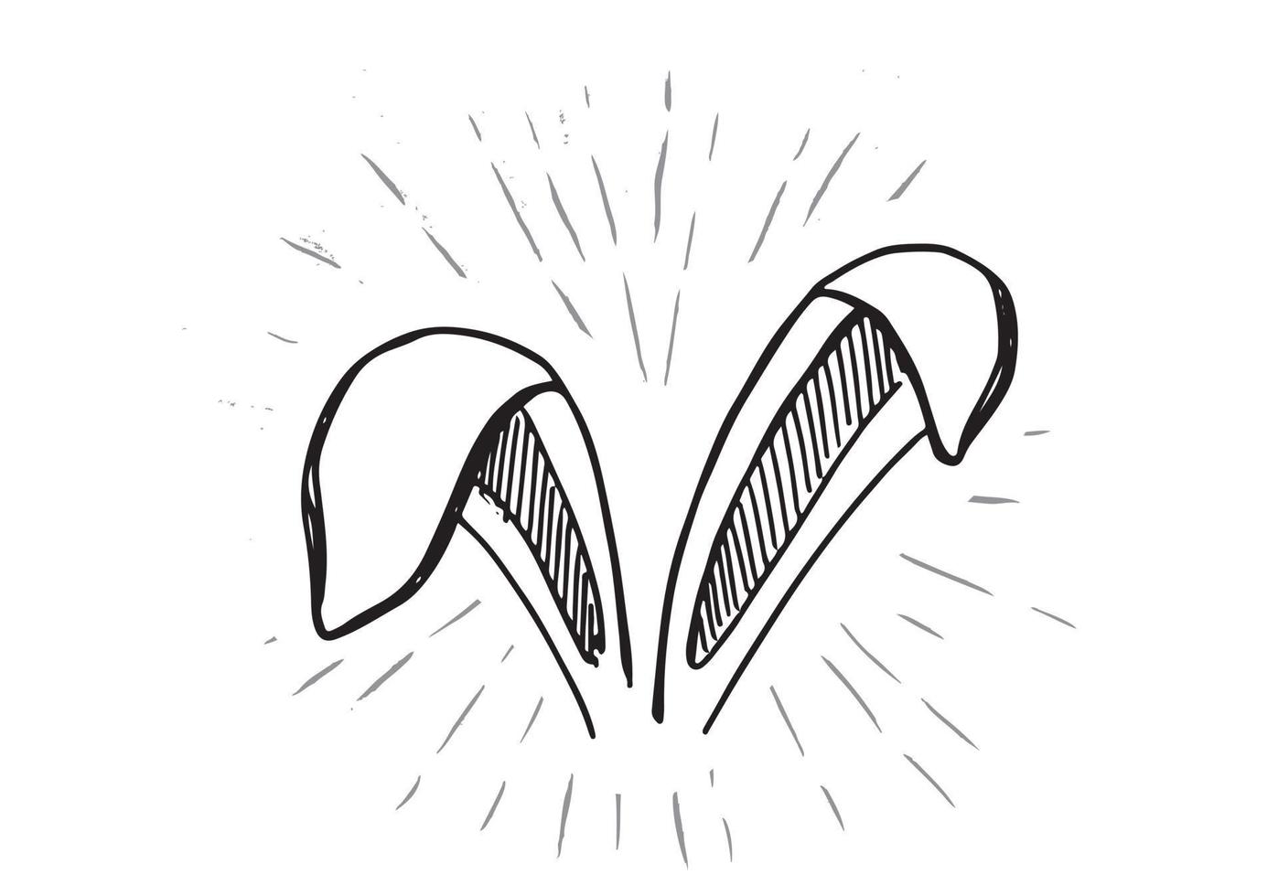 Set of rabbits's ears. Hand drawn illustration. vector
