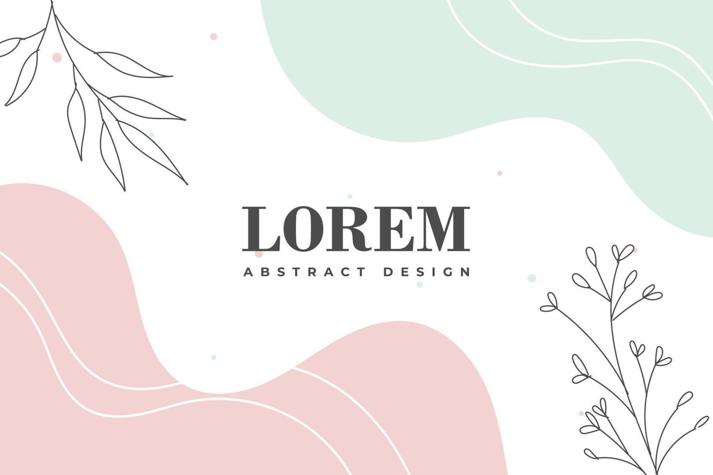 Hand drawn abstract design background with pastel colors and plant ornament. Vector illustration.