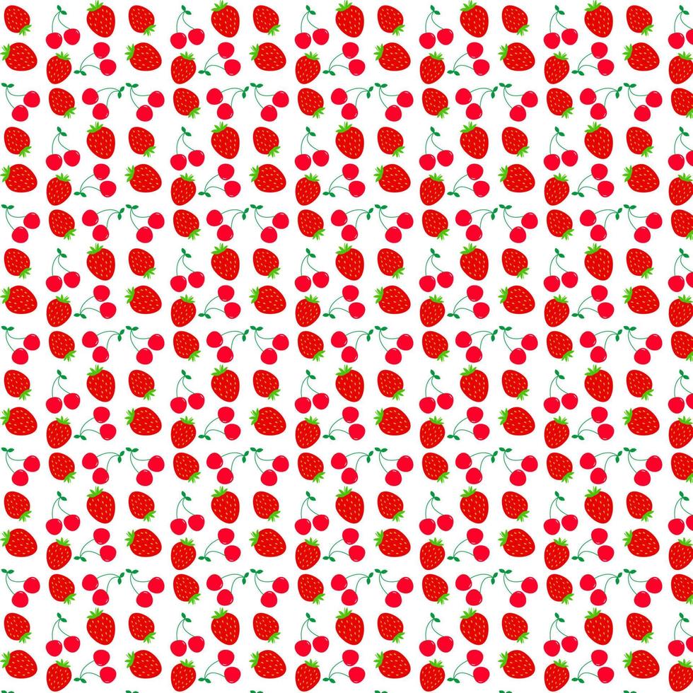 Strawberry and cherry seamless pattern. Bright colorful pattern. Vector pattern.