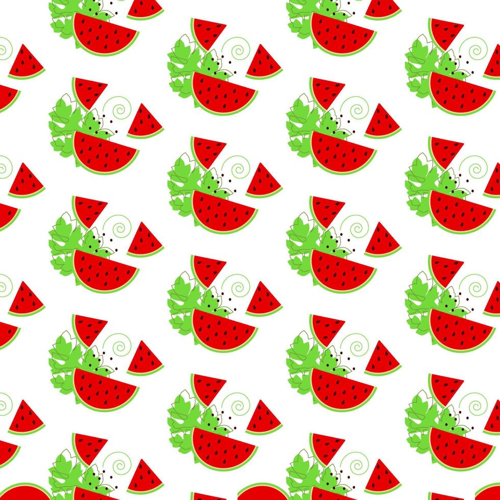 Watermelon summer seamless pattern. Bright colorful pattern. Vector pattern.