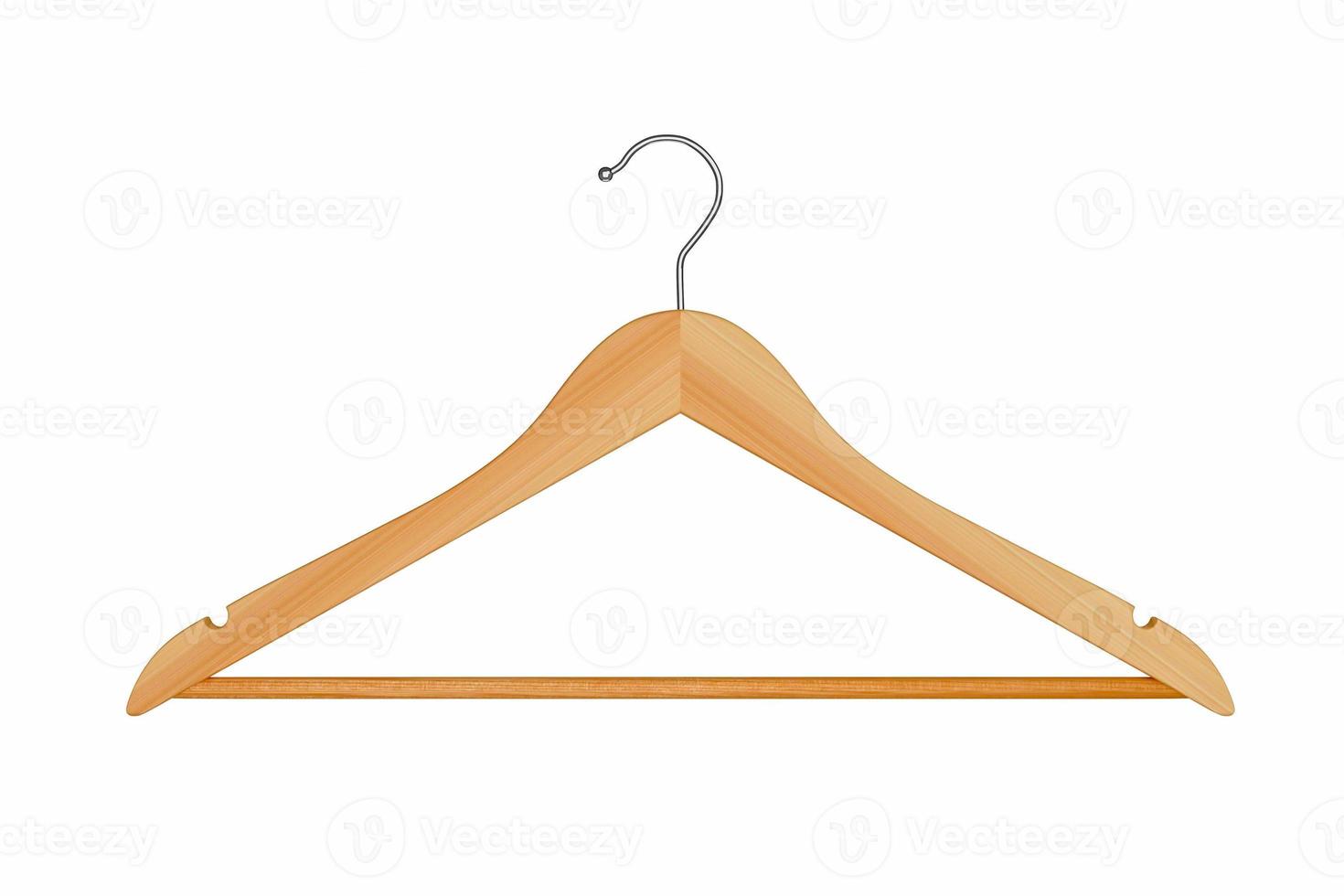 Wood suit hanger, wooden clothing hanger isolated on white background. photo