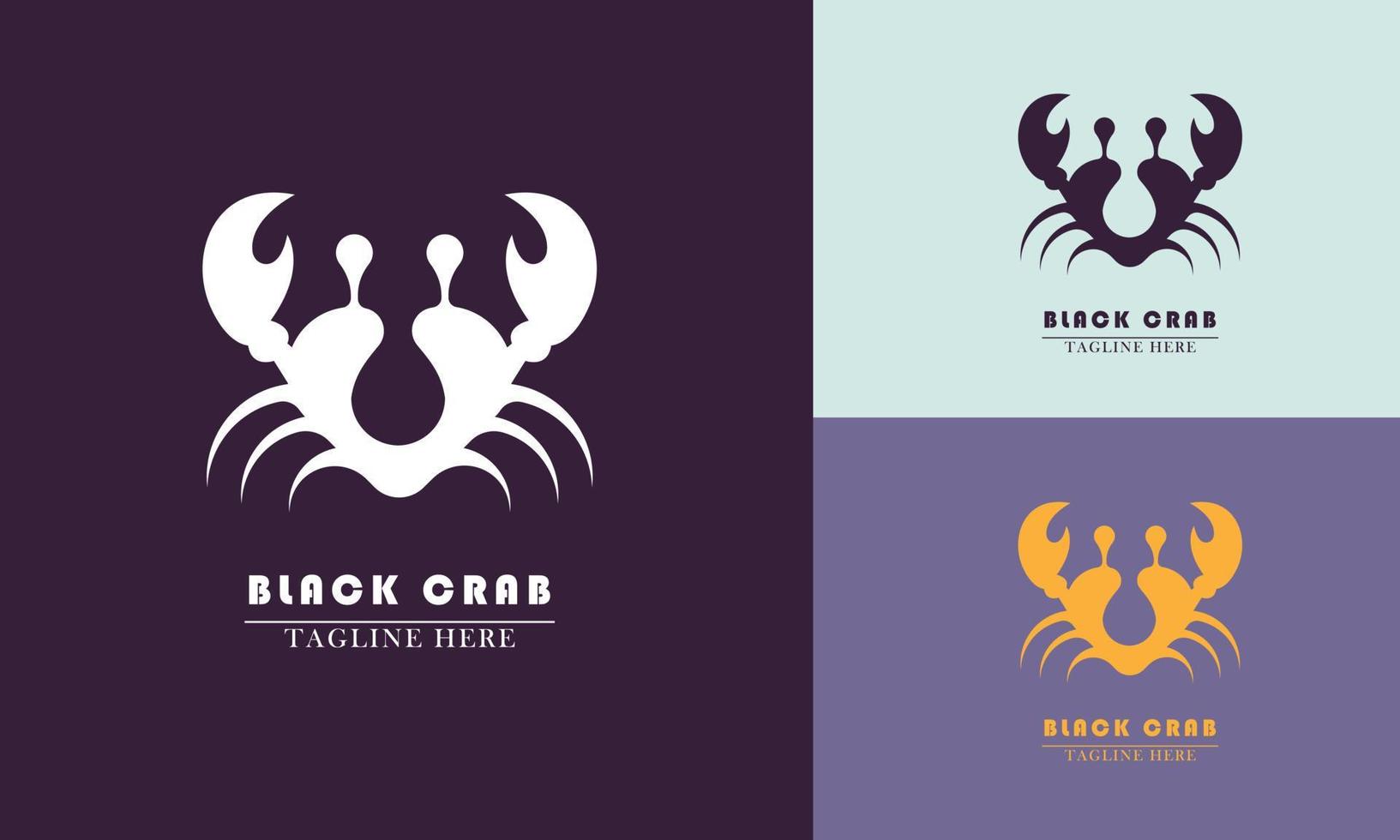 black crab with love icon logo vector