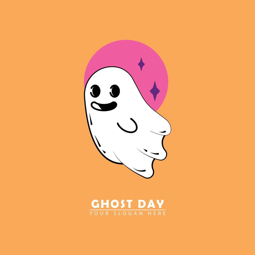 cute ghost mascot logo vector icon