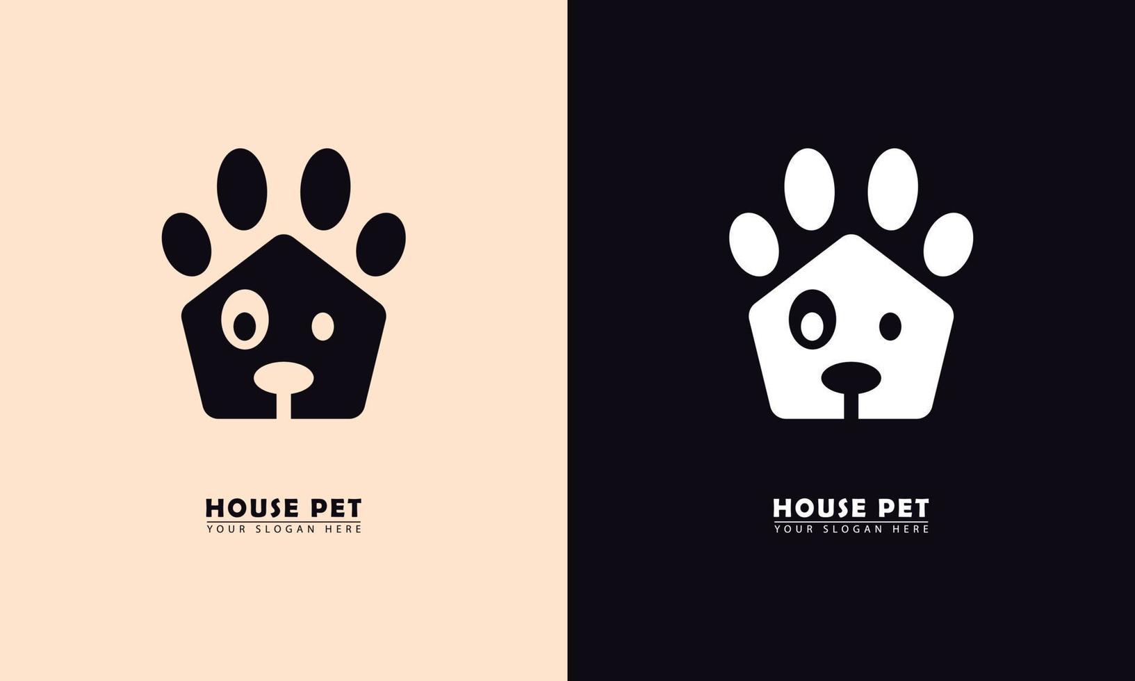 icono de vector de logotipo de diseño simple de casa de perro mascota