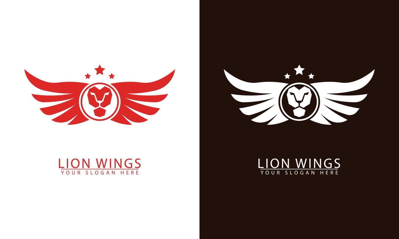 winged lion silhouette face icon vector logo