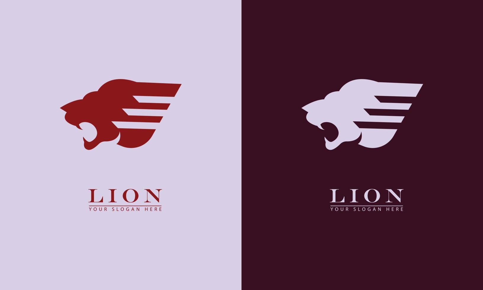 two lion heads logo vector icon