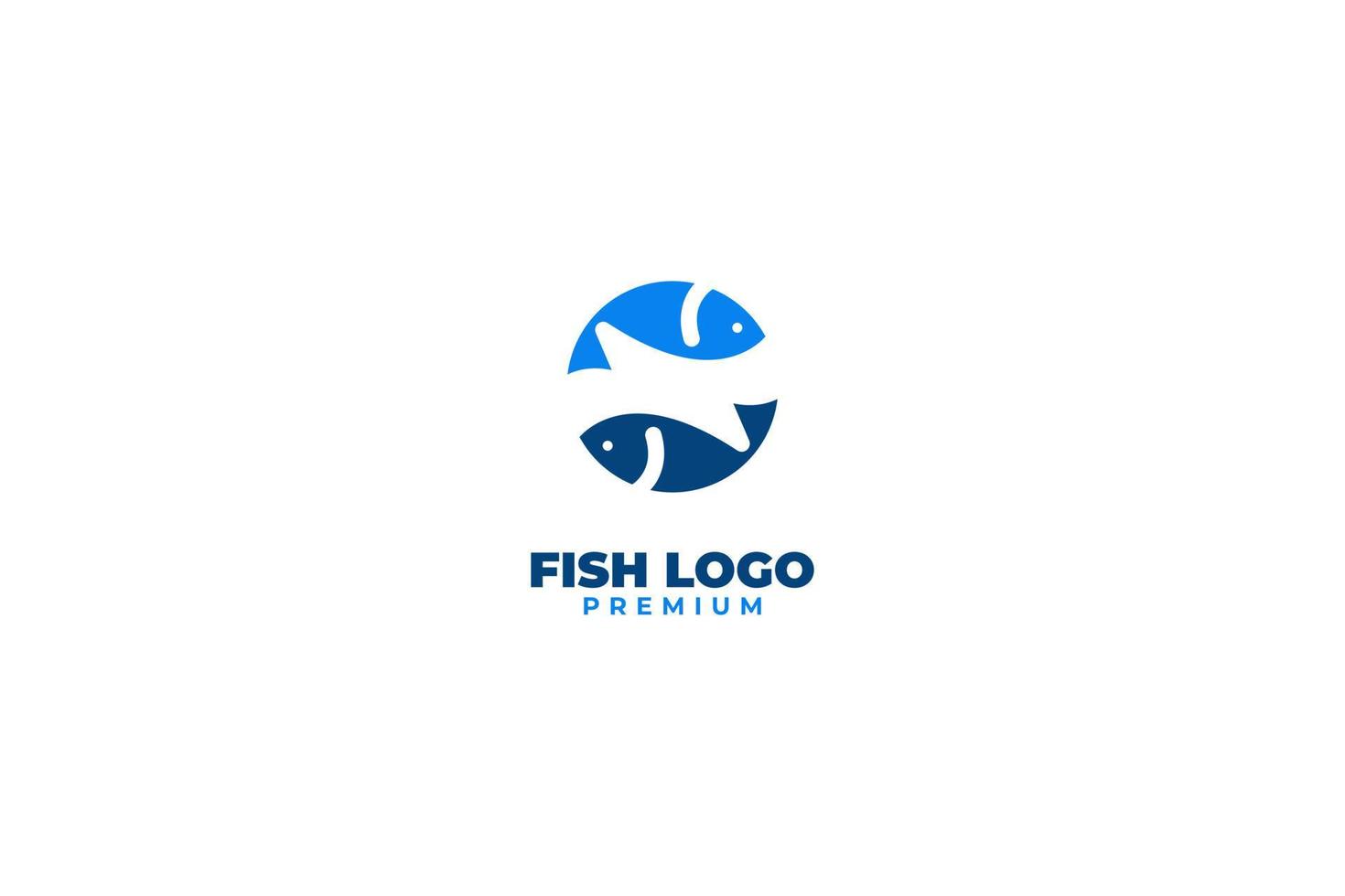 Flat circle round fish logo design vector template illustration