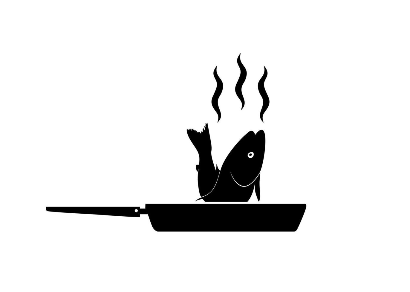 Silhouette of the Chicken Meat on the Frying Pan for Logo, Apps, Website, Pictogram,  Art Illustration or Graphic Design Element. Vector Illustration