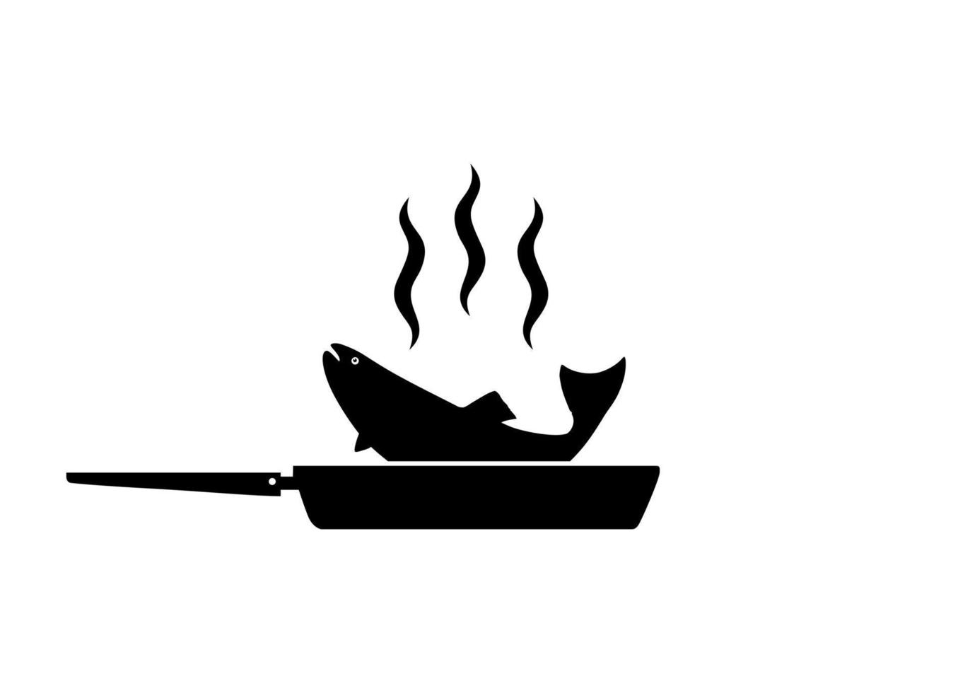 Silhouette of the Chicken Meat on the Frying Pan for Logo, Apps, Website, Pictogram,  Art Illustration or Graphic Design Element. Vector Illustration