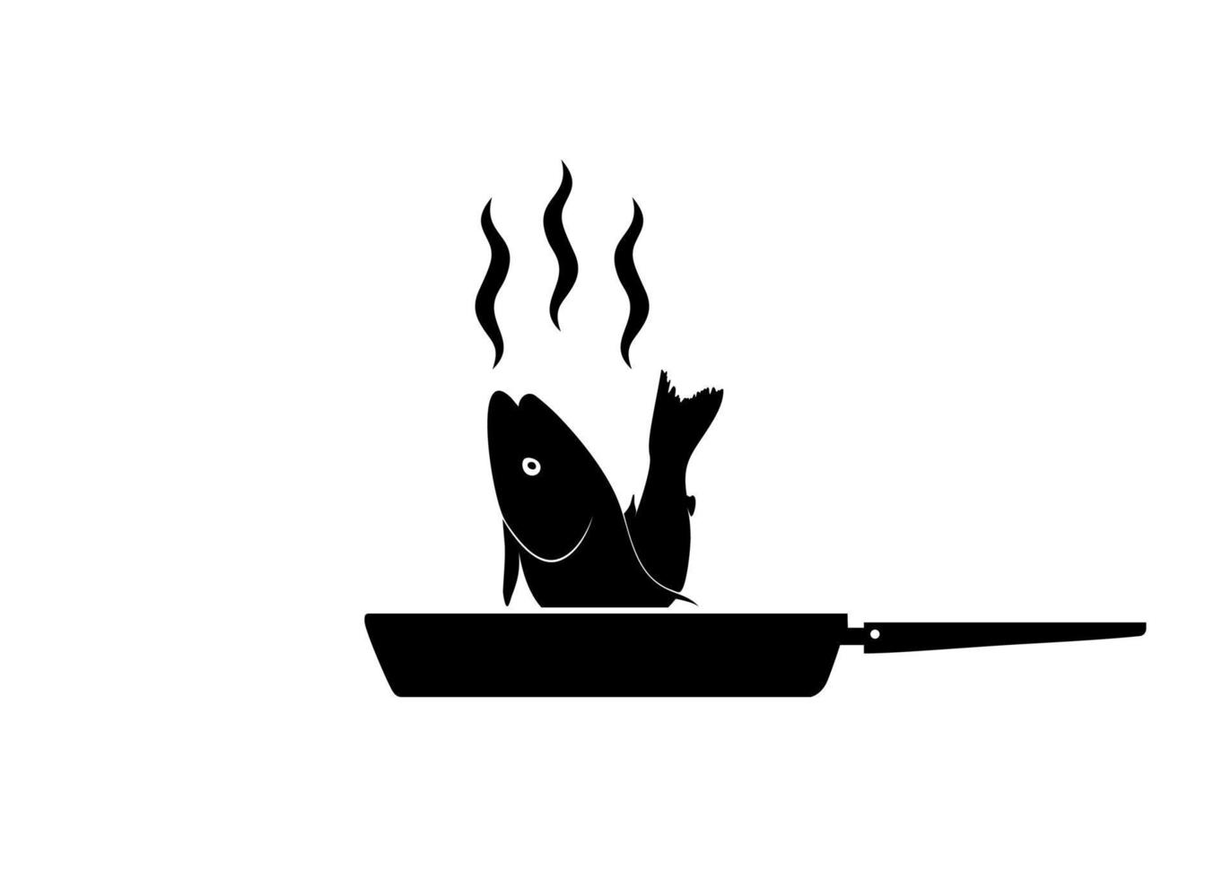 Silhouette of the Chicken Meat on the Frying Pan for Logo, Apps, Website, Pictogram,  Art Illustration or Graphic Design Element. Vector Illustration