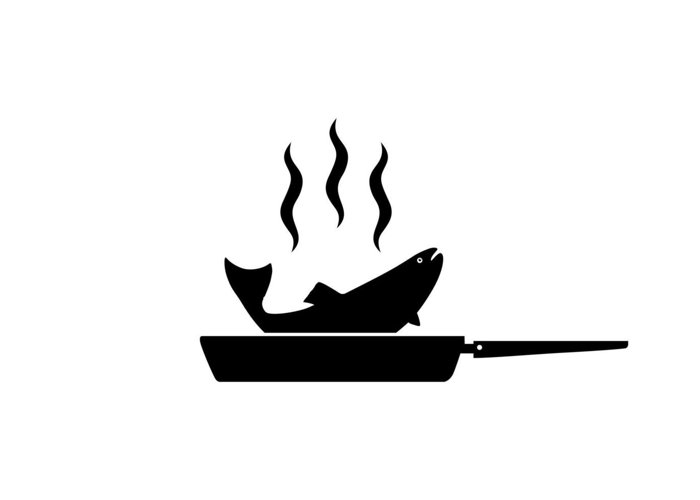 Silhouette of the Chicken Meat on the Frying Pan for Logo, Apps, Website, Pictogram,  Art Illustration or Graphic Design Element. Vector Illustration